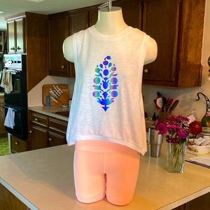 Free People Love Tank Graphic Muscle Tank Reflective Logo Small